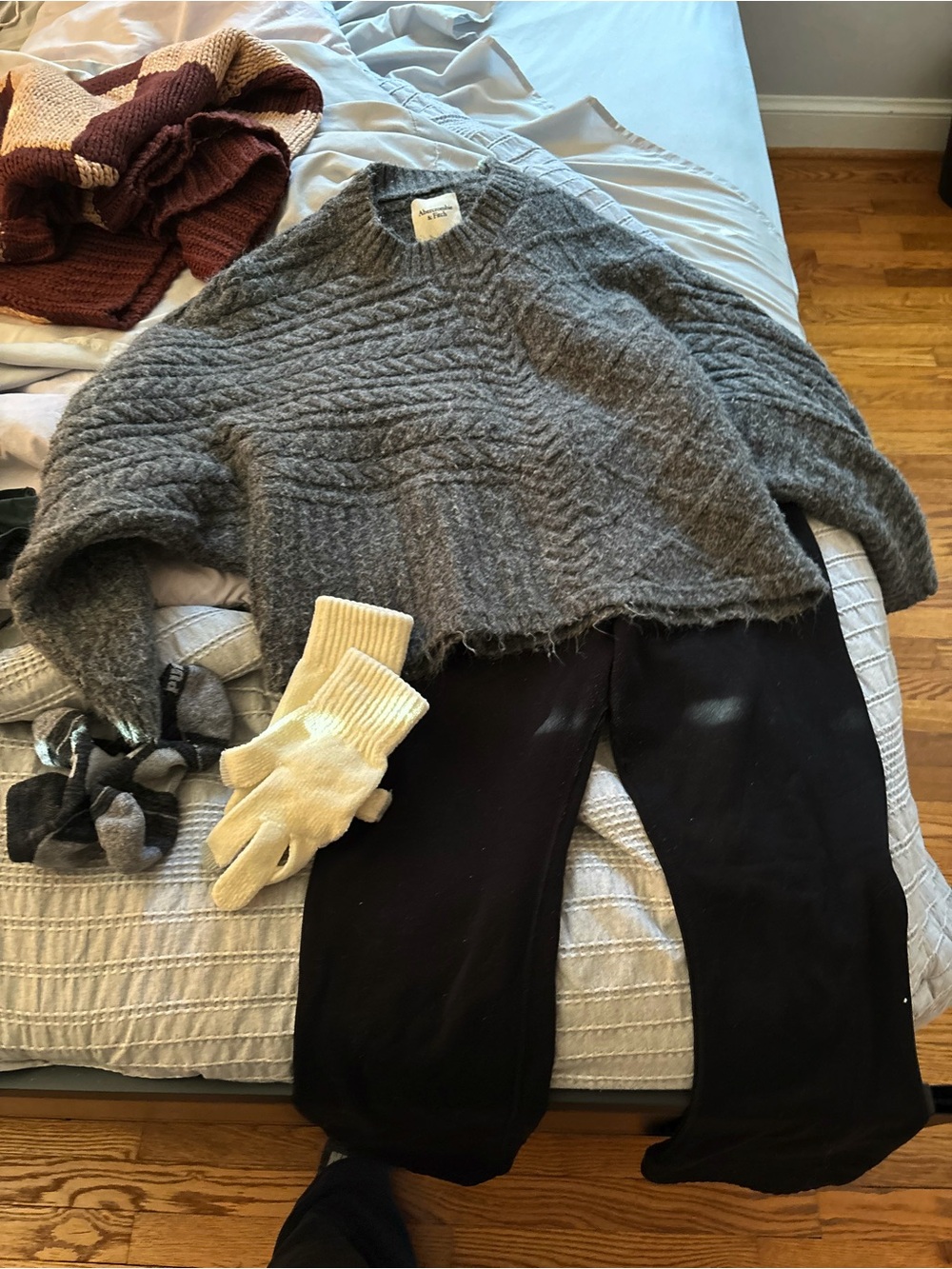 Cozy Gray Cable Knit Women's Sweater